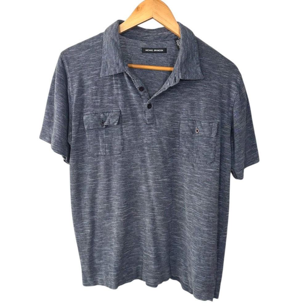 Michael Brandon Men's Blue-Gray Short Sleeve Shirt size medium
